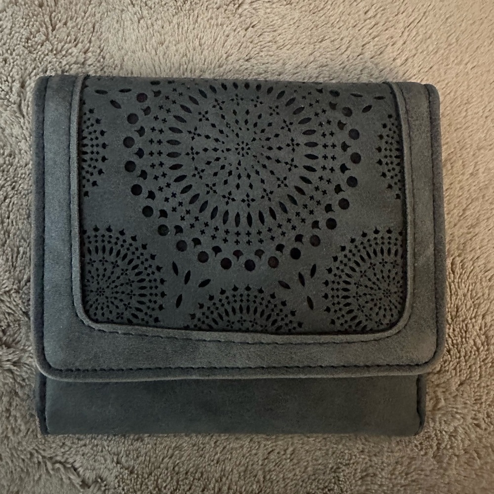 Blue faux suede wallet